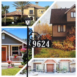 Boardwalk Reflective Lawn Address Sign With LED Solar Light