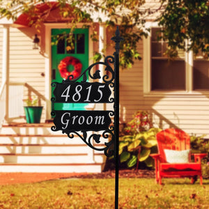 Stacked Double Boardwalk Address Sign 58" Pole