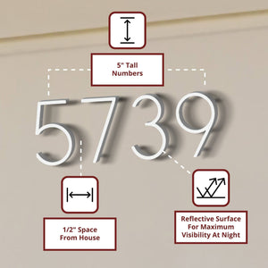 Reflective Modern Floating House Numbers