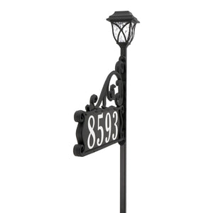 Boardwalk Reflective Lawn Address Sign With LED Solar Light