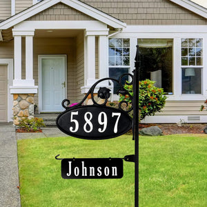 Park Place Oval Reflective Address Sign With Name Rider