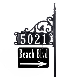 Boardwalk Reflective Address Sign With Extra Large Name Rider