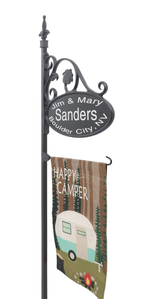 Park Place Reflective Camping Sign With Flagpole