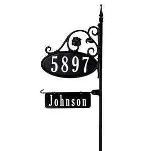 Park Place Oval Reflective Address Sign With Name Rider