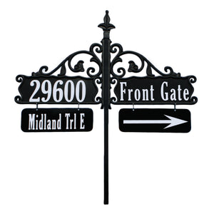 Double Boardwalk Reflective Address Signs with Two 4x12 Nameplates