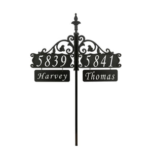 Double Boardwalk Reflective Address Signs with Two 4x12 Nameplates