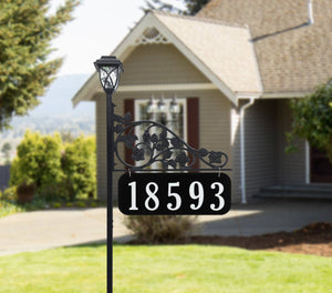 Address America Rose Reflective Double Sided Address Sign With Solar Light