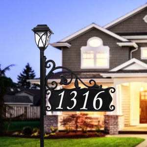 Boardwalk Reflective Lawn Address Sign With LED Solar Light