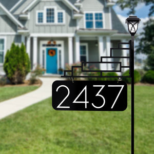 Address America XL Contemporary Reflective 911 Yard Address Sign with Decorative Solar Light - 6" Numbers on Both Sides