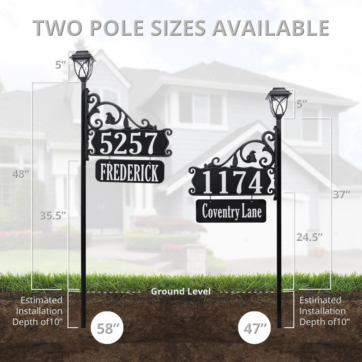 Reflective Address Sign Example Boardwalk Reflective Address Sign With Name Rider and LED Solar Light ...