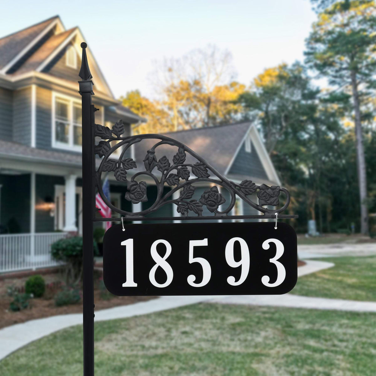 Rose Reflective Address Sign on 47" or 58" Pole