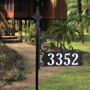 Boardwalk Reflective Address Sign on a 30, 47, or 58 Inch Pole