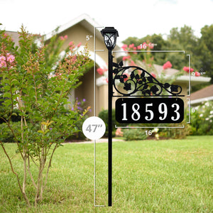 Address America Rose Reflective Double Sided Address Sign With Solar Light