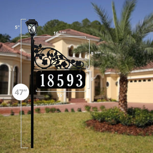 Address America Rose Reflective Double Sided Address Sign With Solar Light