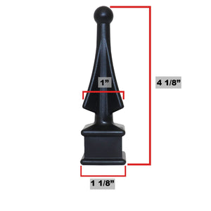 Four-Sided Spire Polypropylene Decorative Fence Toppers - Black