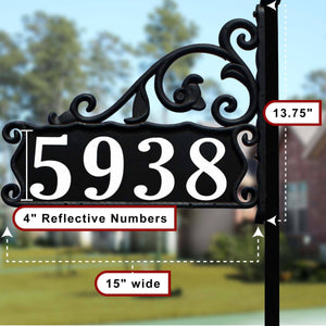 Boardwalk Reflective Address Sign on a 30, 47, or 58 Inch Pole