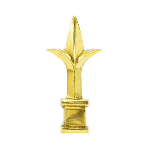 Polished Brass Tri Spear Finial 4 1/2" H Fits Over 1/2" Square Tube