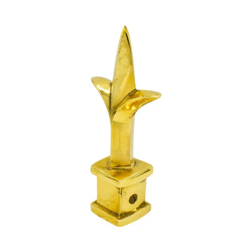 Polished Brass Tri Spear Finial 4 1/2" H Fits Over 1/2" Square Tube