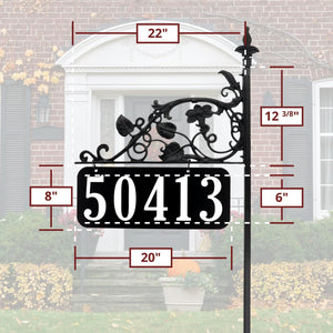 Premium All-Metal Magnolia Reflective Address Sign - 58" Pole