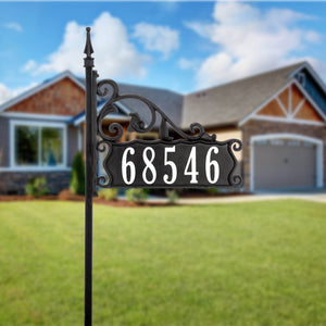 Boardwalk Reflective Address Sign on a 30, 47, or 58 Inch Pole