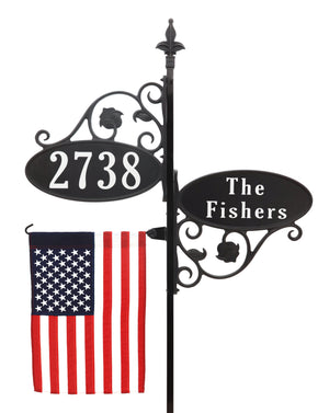 Park Place Dual Bracket Address Sign With Flag