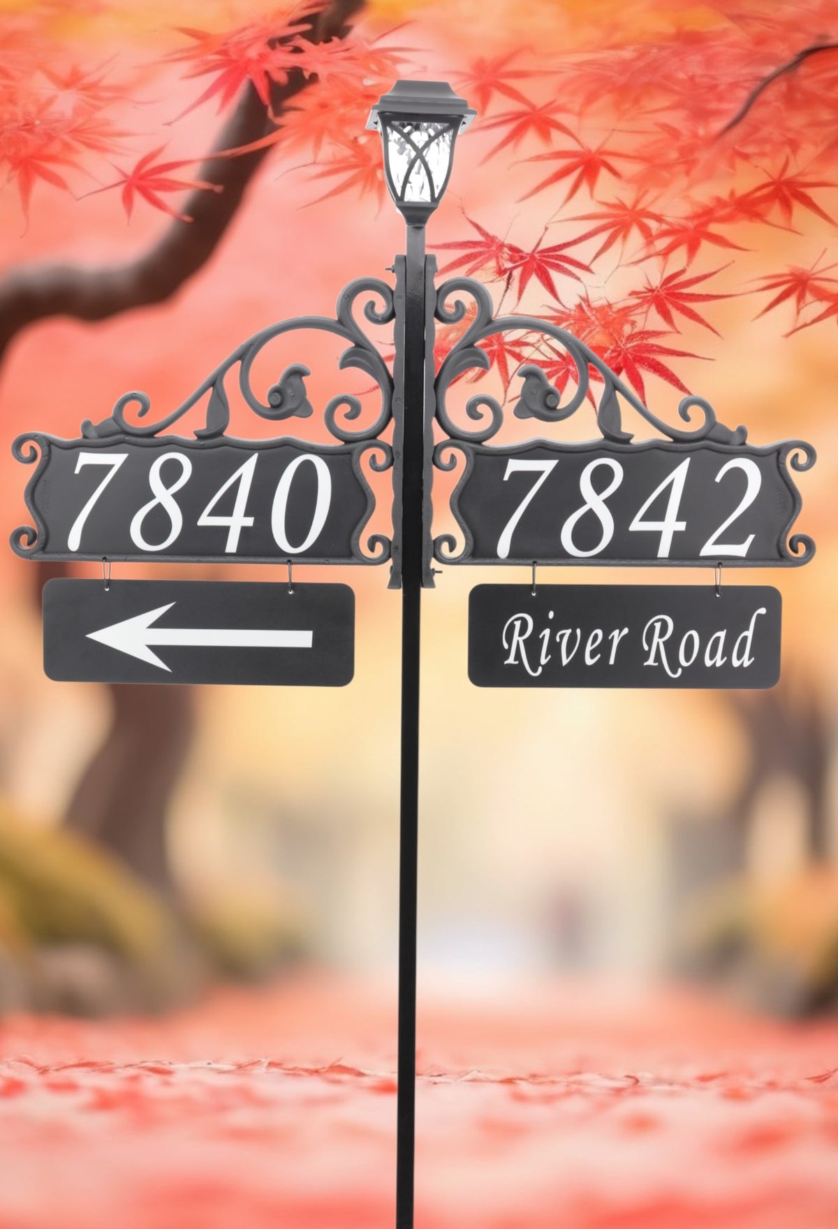 Double Boardwalk Reflective Address Signs with Two 4x12 Nameplates