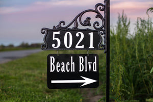 Boardwalk Reflective Address Sign With Extra Large Name Rider