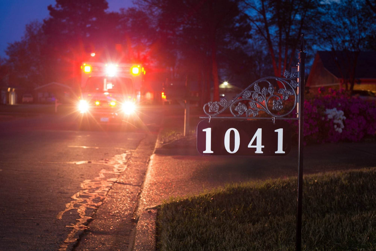 Rose Reflective Address Sign on 47" or 58" Pole