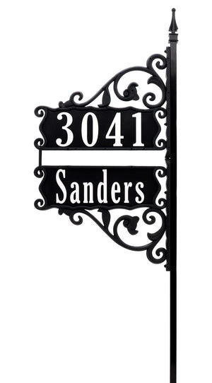Stacked Double Boardwalk Address Sign 58" Pole