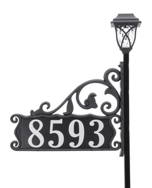 Boardwalk Reflective Lawn Address Sign With LED Solar Light