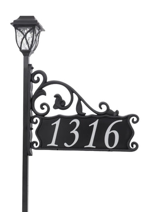 Boardwalk Reflective Lawn Address Sign With LED Solar Light