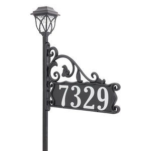 Boardwalk Reflective Lawn Address Sign With LED Solar Light