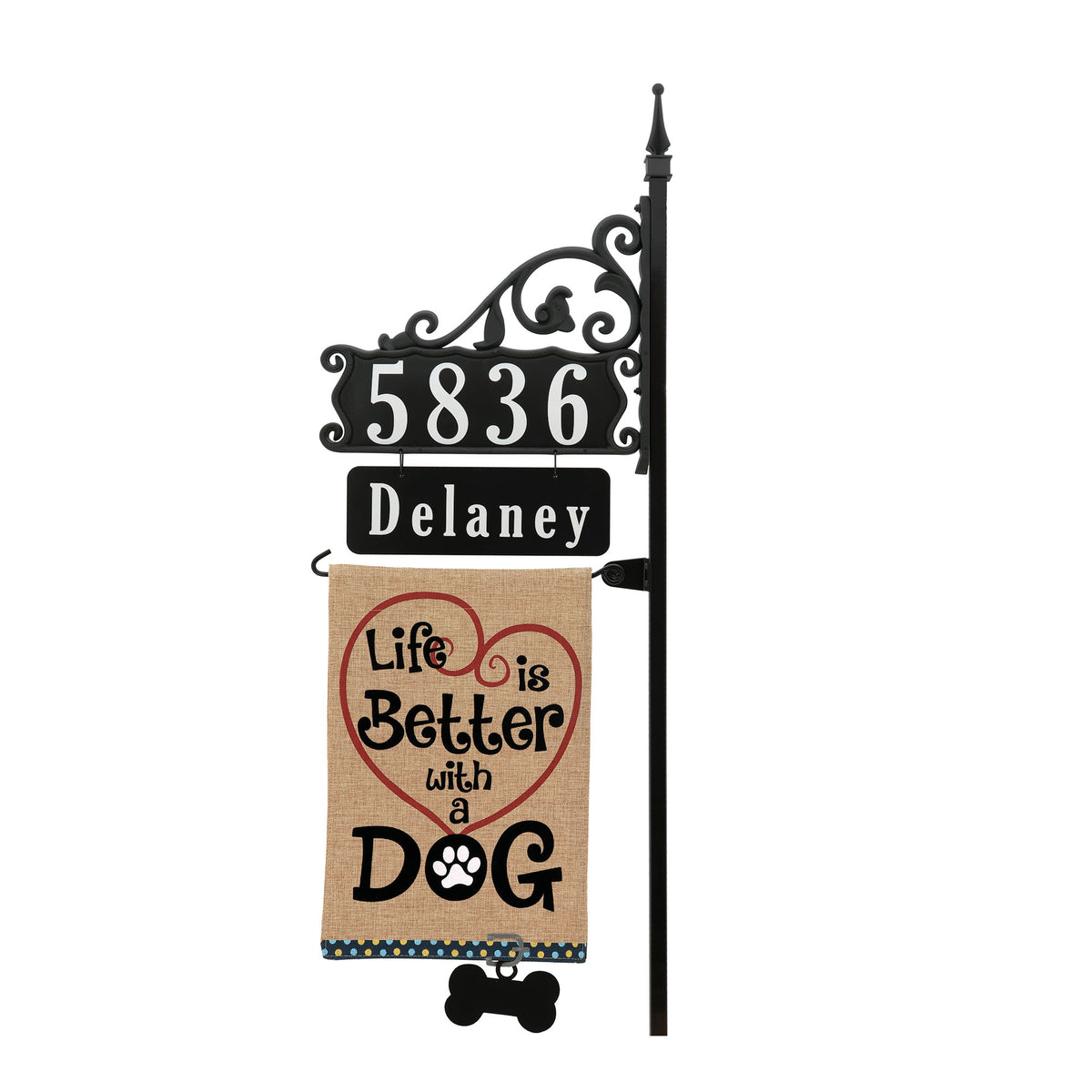 Boardwalk Address Sign With Name Rider And Flag 58" Pole