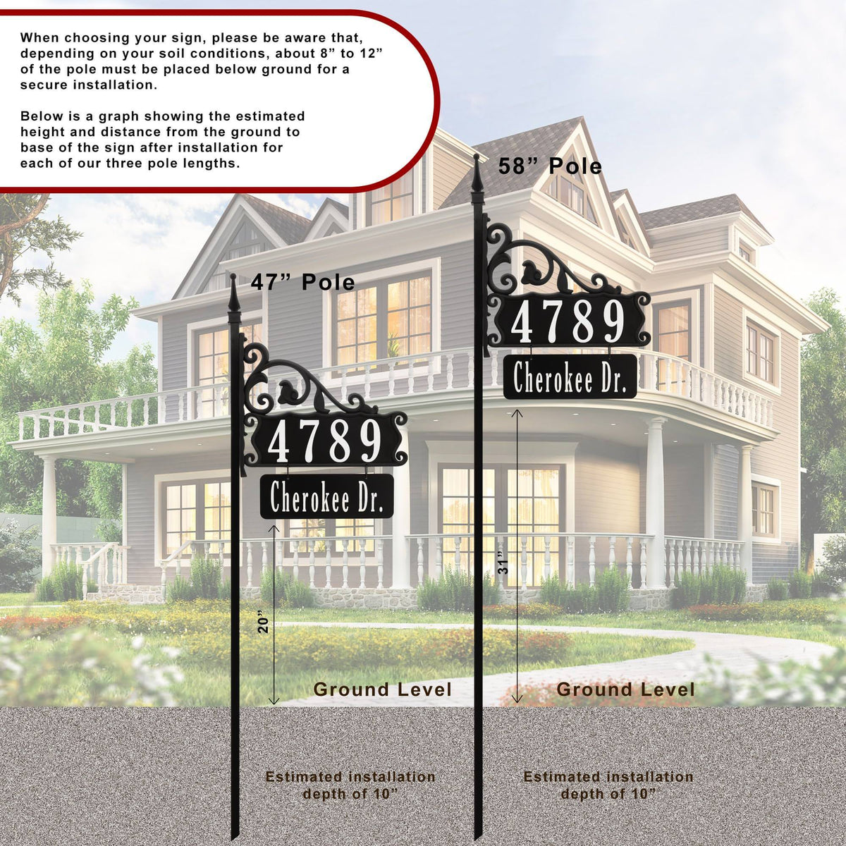 Boardwalk Reflective Address Sign With Extra Large Name Rider