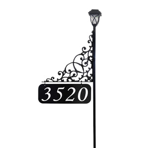 Dominican Reflective Double Sided Address Sign with Solar Lamp