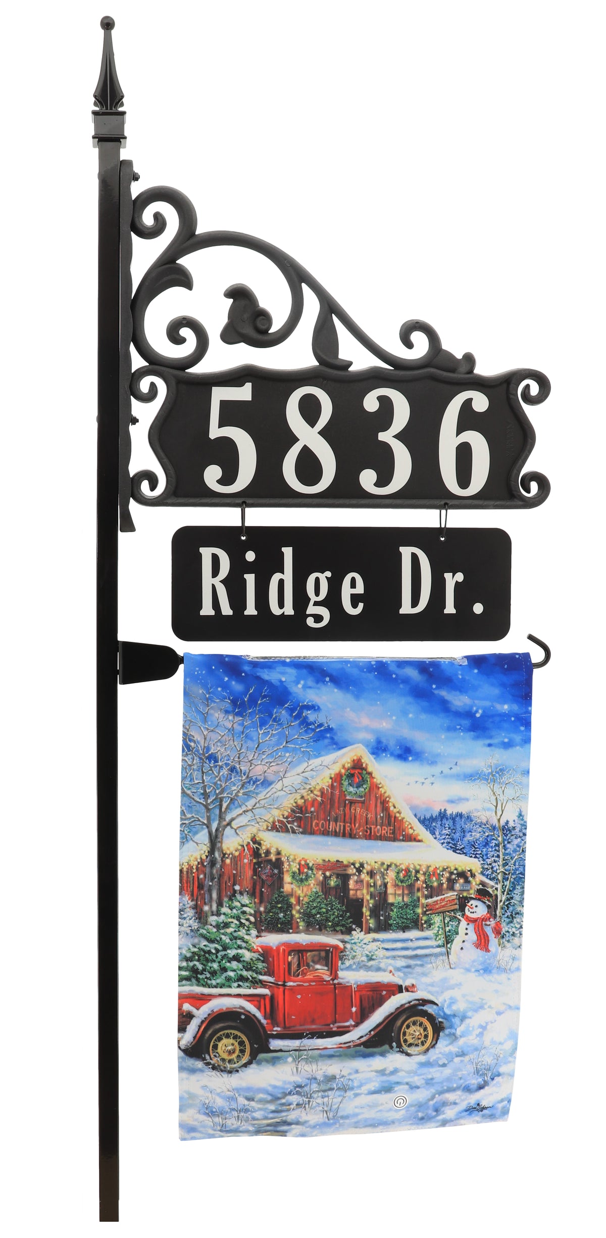 Boardwalk Address Sign With Name Rider And Flag 58" Pole