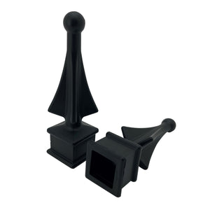 Four-Sided Spire Polypropylene Decorative Fence Toppers - Black