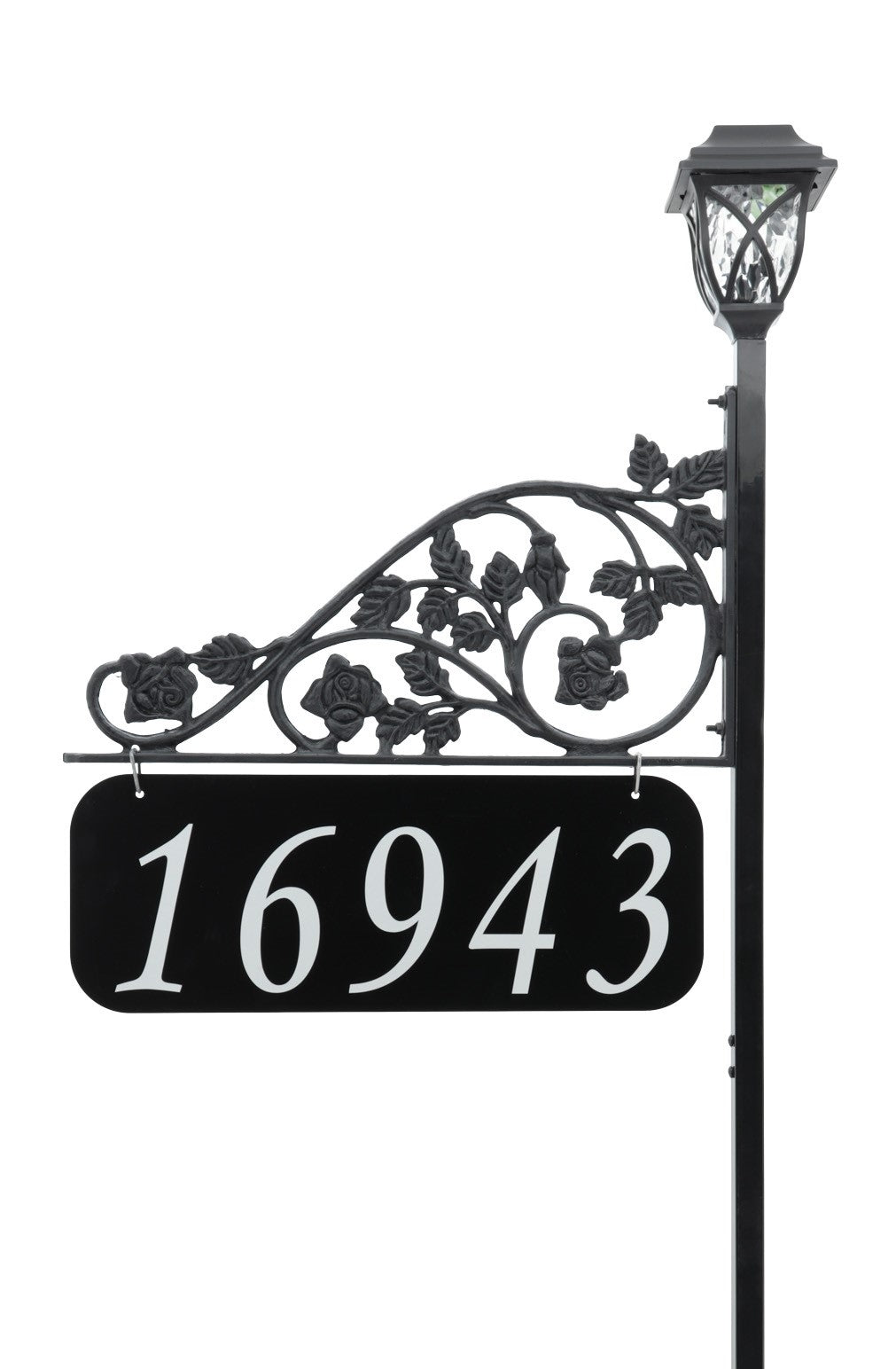Address America Rose Reflective Double Sided Address Sign With Solar Light