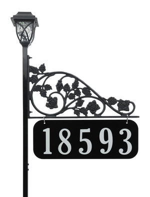 Address America Rose Reflective Double Sided Address Sign With Solar Light