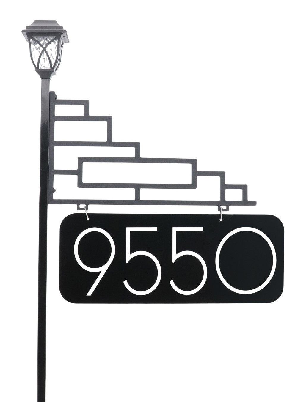 Address America XL Contemporary Reflective 911 Yard Address Sign with Decorative Solar Light - 6" Numbers on Both Sides