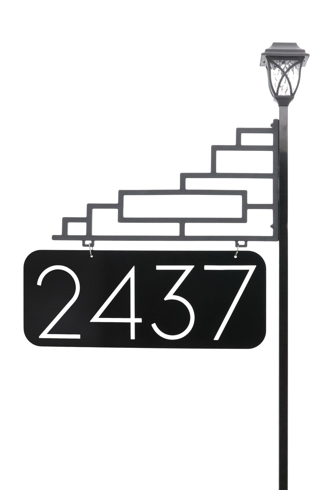 Address America XL Contemporary Reflective 911 Yard Address Sign with Decorative Solar Light - 6" Numbers on Both Sides