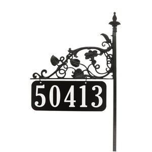 Premium All-Metal Magnolia Reflective Address Sign - 58" Pole