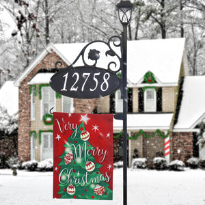 Park Place Reflective Address Sign With Flag And LED Solar Light