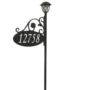 Park Place Oval Reflective Lawn Address Sign With Solar Light