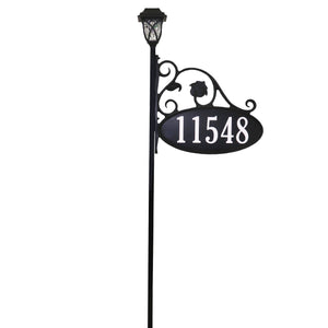 Park Place Oval Reflective Lawn Address Sign With Solar Light