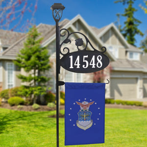 Park Place Reflective Address Sign With Flag And LED Solar Light