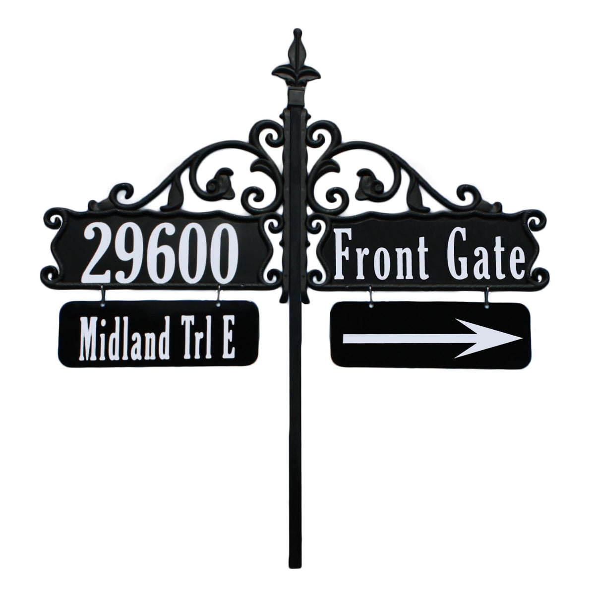 Double Boardwalk Reflective Address Signs with Two 4x12 Nameplates