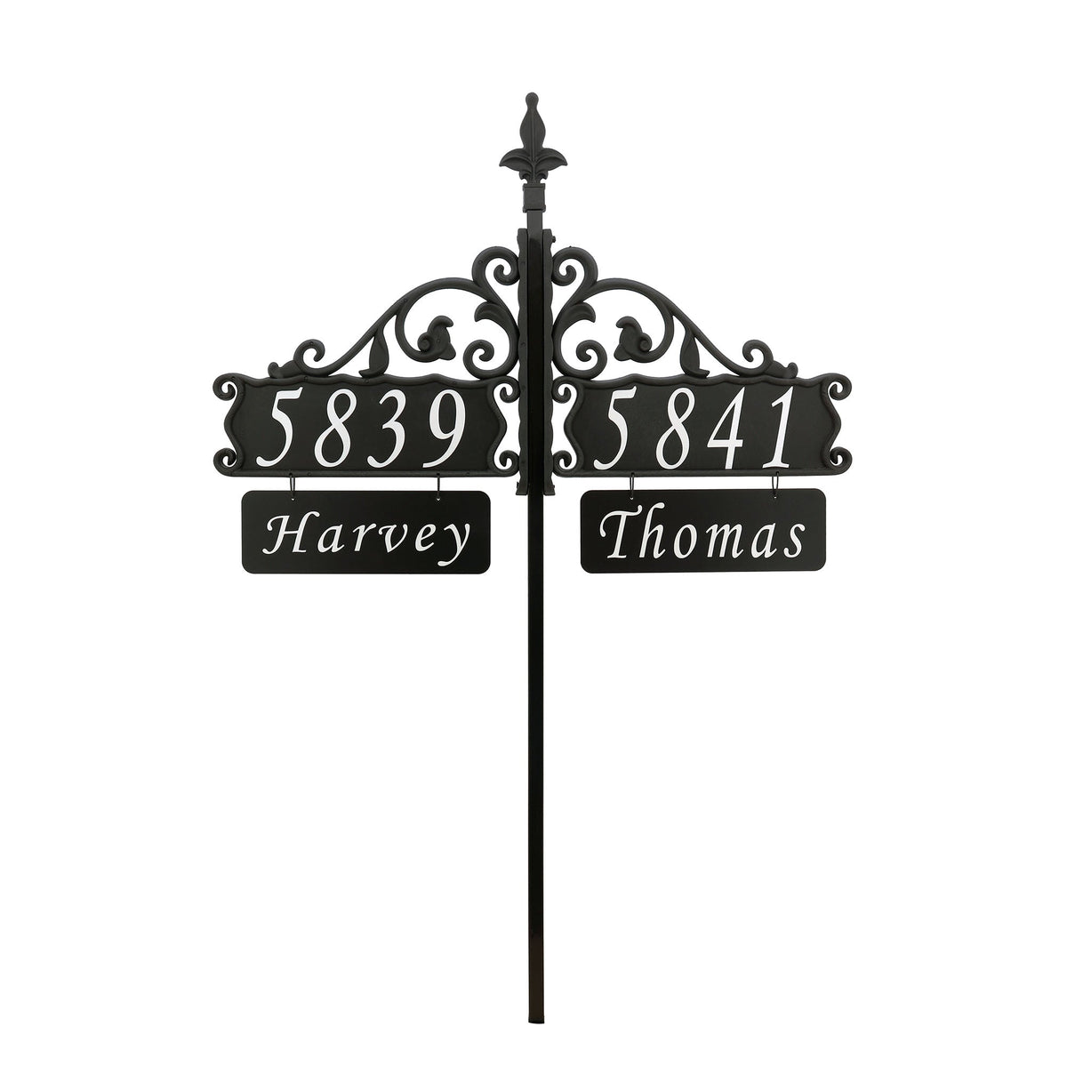 Double Boardwalk Reflective Address Signs with Two 4x12 Nameplates