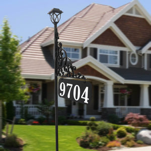 Dominican Reflective Double Sided Address Sign with Solar Lamp