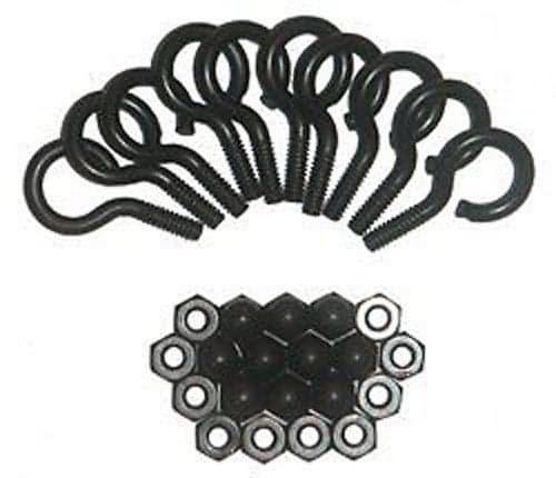 Eye Bolt 10-24, 1.5" Length Powder Coat Black w/ Hex and Acorn Nuts (10 Pk)